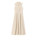 Drawstring sleeveless zip-up solid ruched mini dress