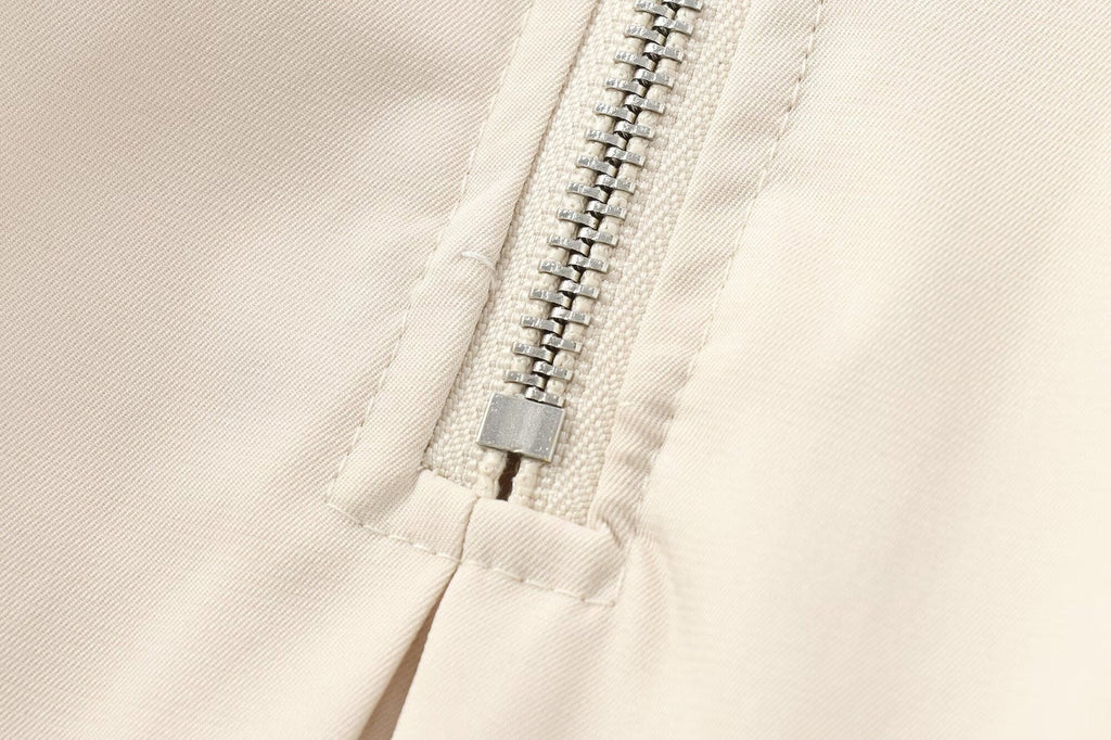 Drawstring sleeveless zip-up solid ruched mini dress