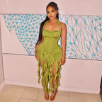 Halter Fringe Bodycon Dress