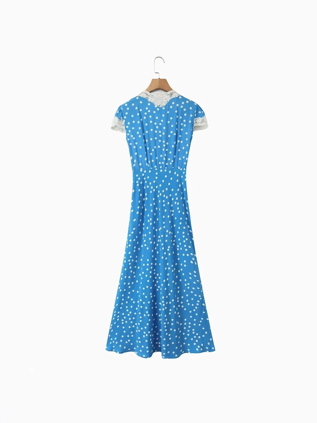 Elmer Blue Polka Dot Chiffon Maxi Dress