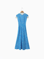 Elmer Blue Polka Dot Chiffon Maxi Dress