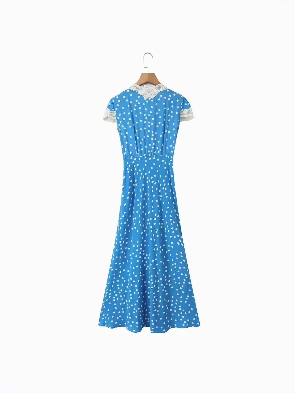 Elmer Blue Polka Dot Chiffon Maxi Dress