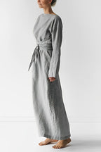 Julia Chic , Stylish Linen Maxi Dress Premium Wardrobe Essential