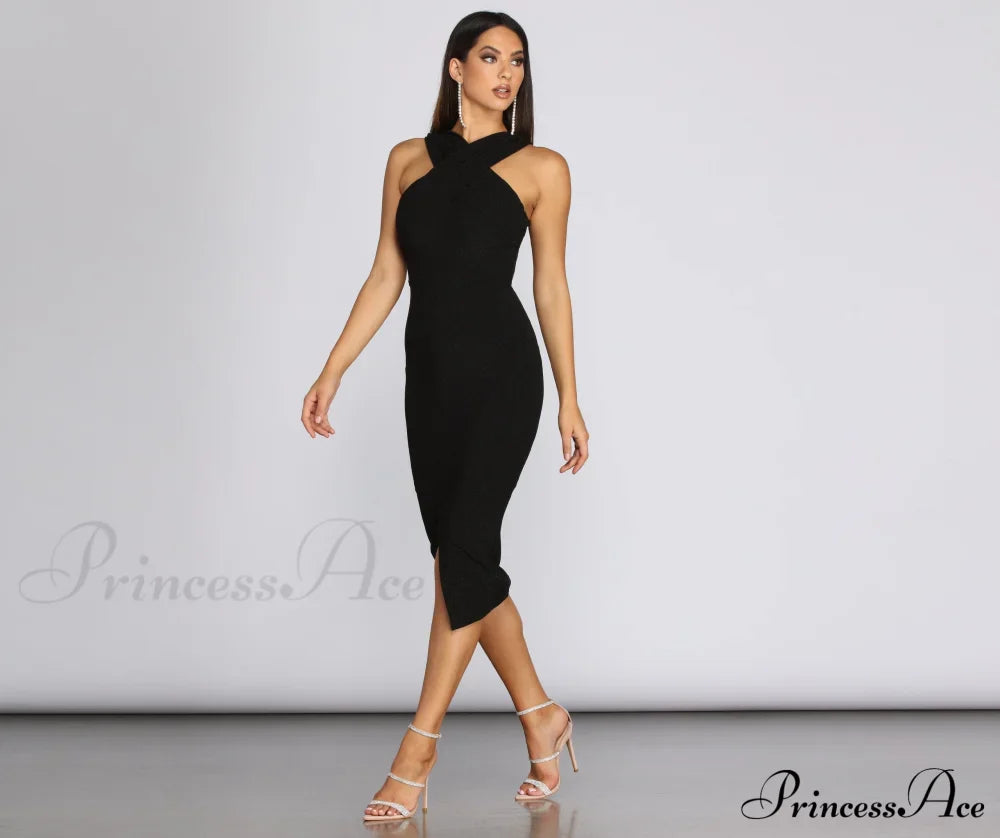 Ingrid Lurex Stylish X Front Dress