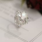Rhodium Plated Sterling Silver Iridescent Square Baroque Pearl Ring