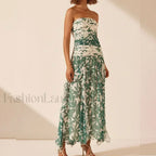01 Print Irregular Print Chiffon Midi Dress