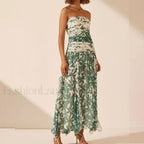 01 Print Irregular Print Chiffon Midi Dress