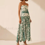 01 Print Irregular Print Chiffon Midi Dress
