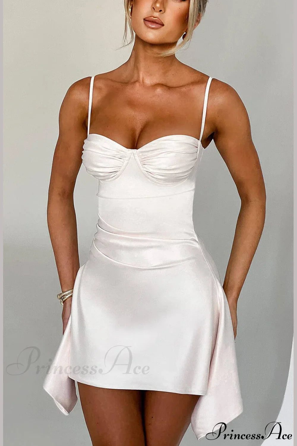 Irregular Strap Stylish Mini Dress