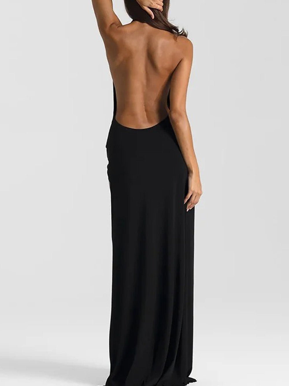 Isabella Halter Deep-V Maxi Dress