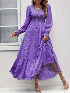 Isabelle Long Sleeve Ruffle Hem Maxi Dress