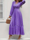 Isabelle Long Sleeve Ruffle Hem Maxi Dress