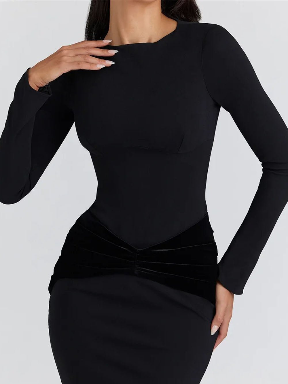 Isla Long Sleeve Ruched Maxi Dress