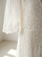 White Lace Maxi Boho Dress for Women - Embroidery Button Front Short Sleeves High Low Dress - Summer Beach Bridal Party Wear 2026