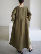 | Loose linen dress with side pockets