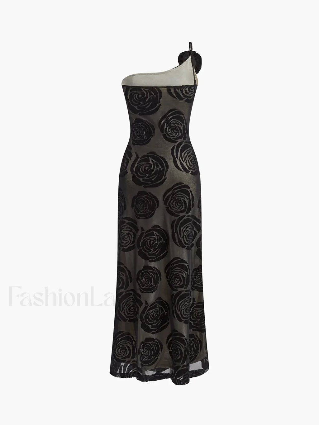 Jacquard Floral Asymmetrical Long Dress