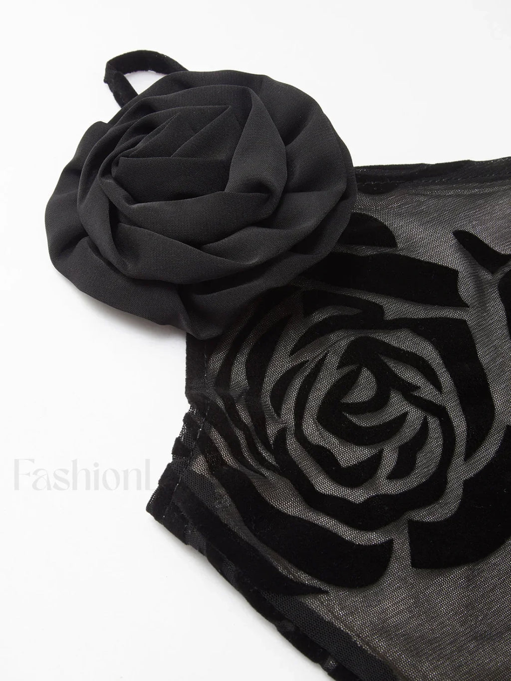 Black Jacquard Floral Asymmetrical Long Dress