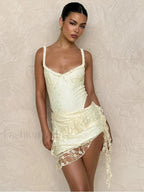 Jacquard Low-Cut Mini Dress
