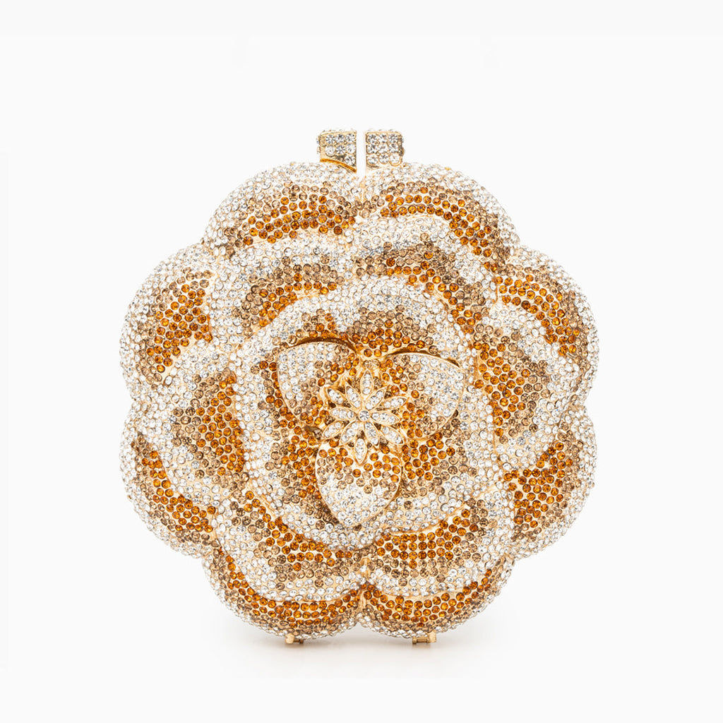 Jeline Gold Flower Clutch Bag