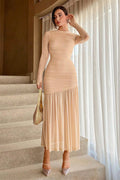 Irene Aesthetic Long Sleeved Pleated Mesh Maxi Dress Evening Wear Edit