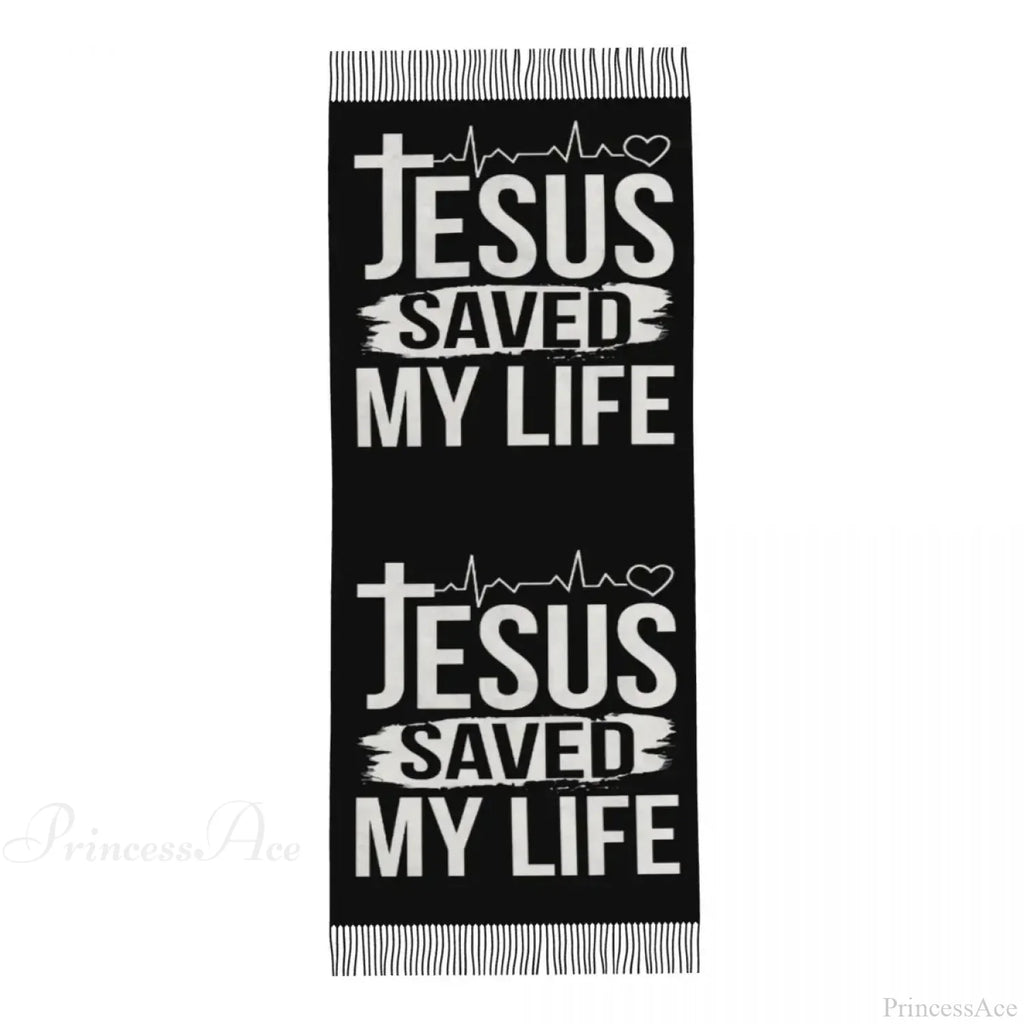 Jesus Saved My Life Warm Winter Christian Faith Shawl Wrap Scarf