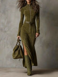 | Belted Suede Dress
