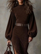 | Lantern-Sleeve Midi Dress