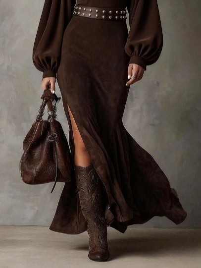 | Lantern-Sleeve Midi Dress
