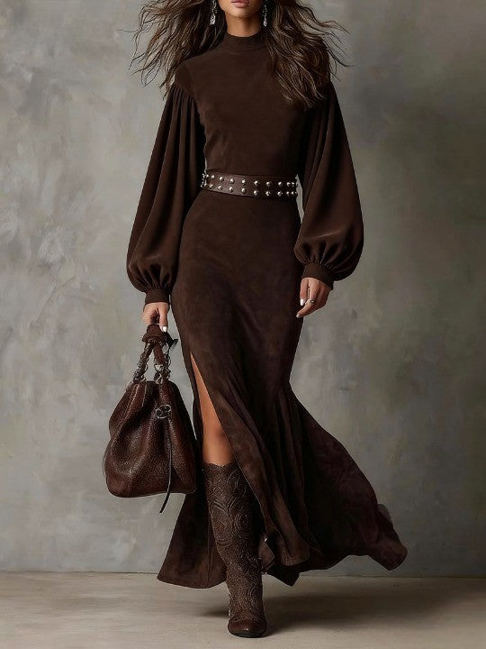 | Lantern-Sleeve Midi Dress