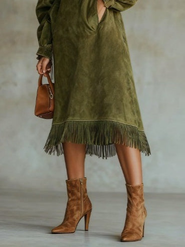 | Suede Fringe Dress