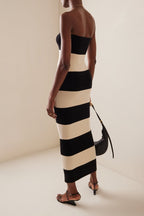 Joanne Strapless Stripes Midi Knit Dress