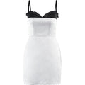 Patchwork satin ruffle contrast zip-up backless cami mini dress - Final Sale