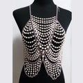 Metal chain beaded hollow out u neck backless cut out top  | Festival Outfits Women
