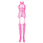 High neck fishnet suspender strappy bodystocking  | Festival Outfits Women