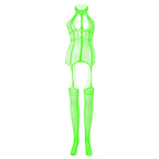 High neck fishnet suspender strappy bodystocking  | Festival Outfits Women