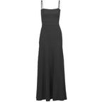 Sleeveless solid knitted backless cami midi dress - Final Sale
