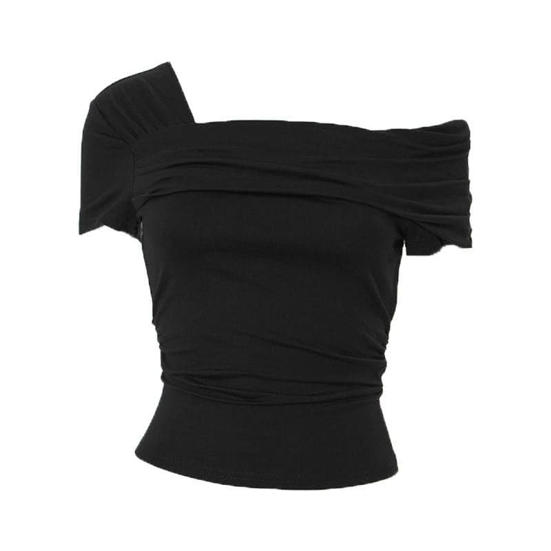 Ruched off shoulder solid irregular top  | Festival Outfits Women