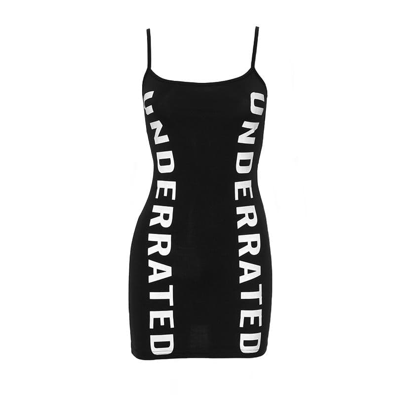 Letter print contrast backless cami mini dress