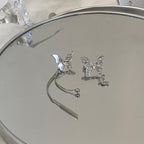 Irregular butterfly pendant rhinestone earrings