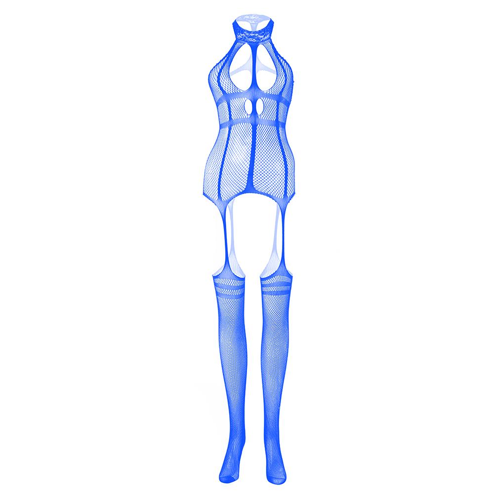 High neck fishnet suspender strappy bodystocking  | Festival Outfits Women