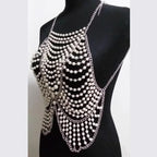 Metal chain beaded hollow out u neck backless cut out top  | Festival Outfits Women