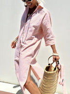 Gloria Aesthetic Striped Shirt Dress Statement Occasion Edit