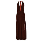 Halter deep v neck backless high slit maxi dress  | Festival Outfits Women