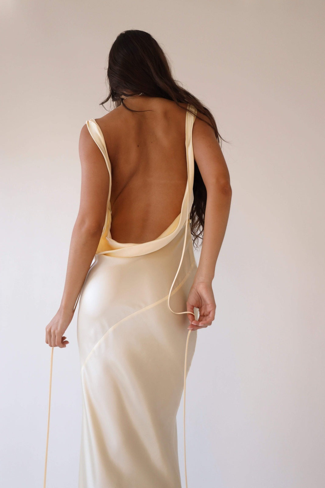 | Backless Satin Maxi Dress