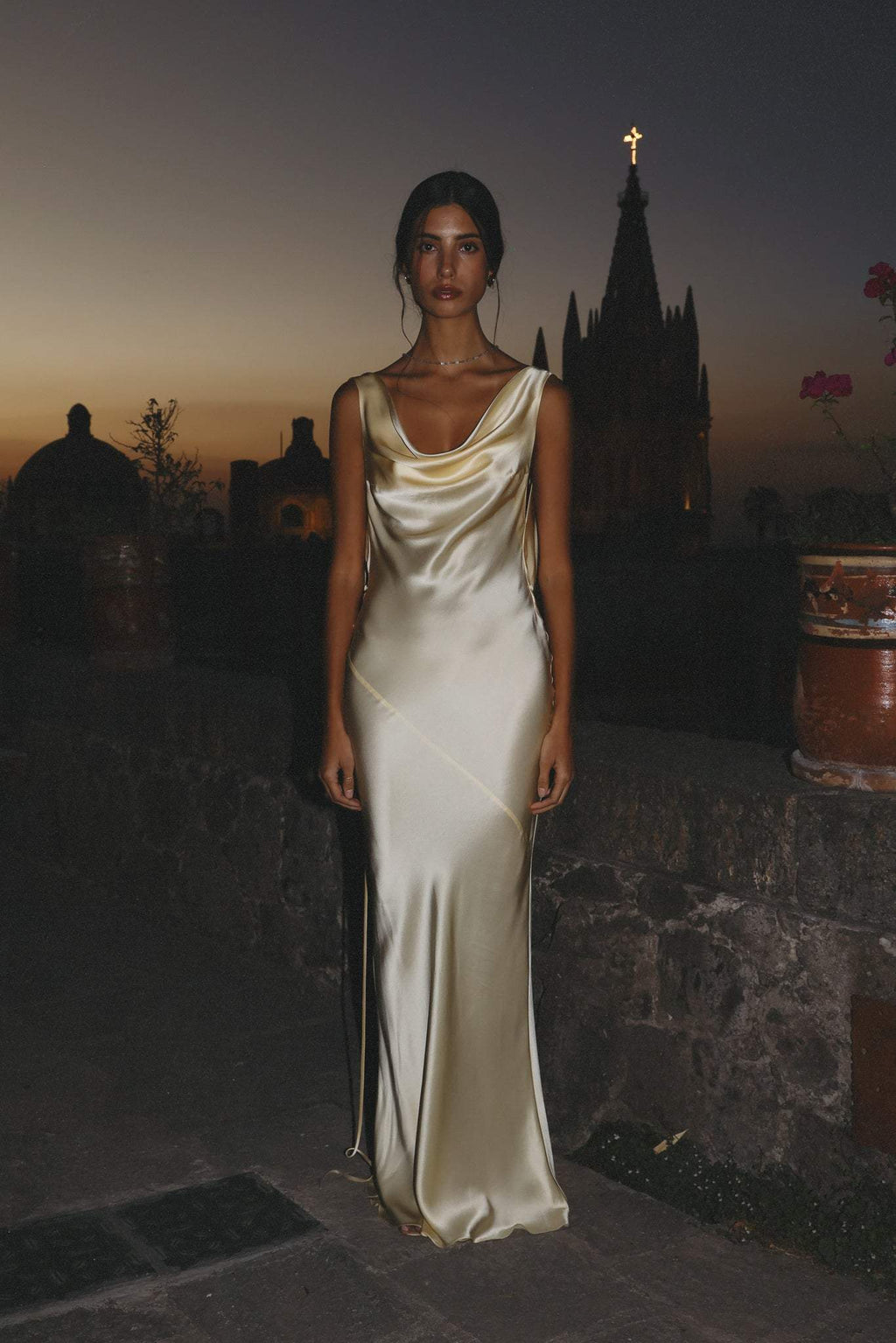 | Backless Satin Maxi Dress