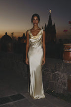 | Backless Satin Maxi Dress