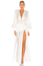 Tatiana Effortless V Neck Belted Slit Maxi Dress Premium Wardrobe Essential