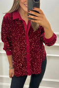AMYVICTORIA™ - Shimmer Sequin Shirt