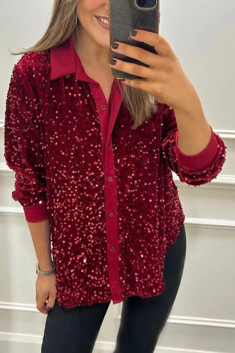 AMYVICTORIA™ - Shimmer Sequin Shirt