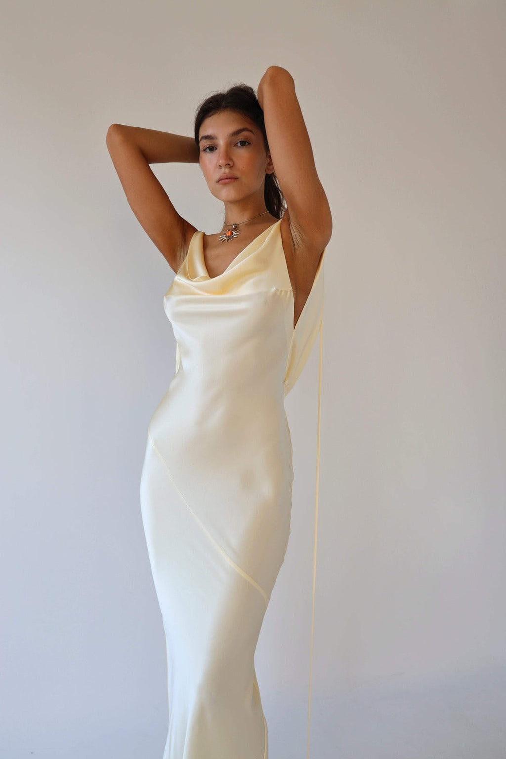 | Backless Satin Maxi Dress